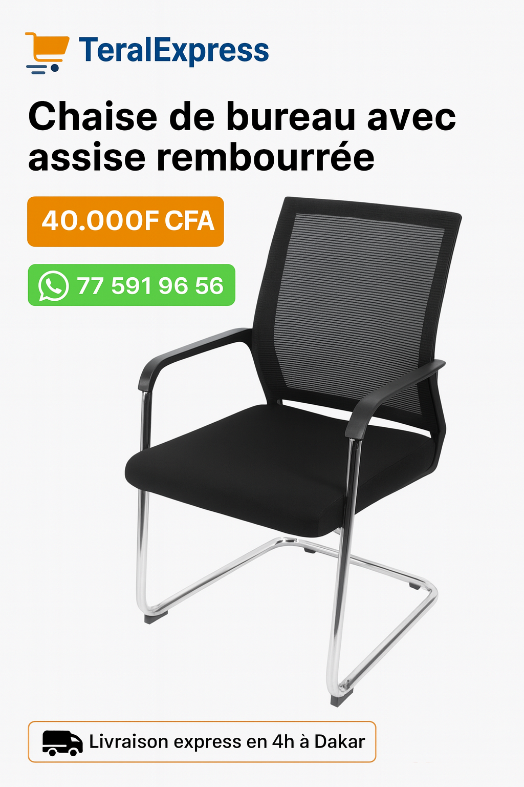 Chaise de bureau avec assise rembourrée