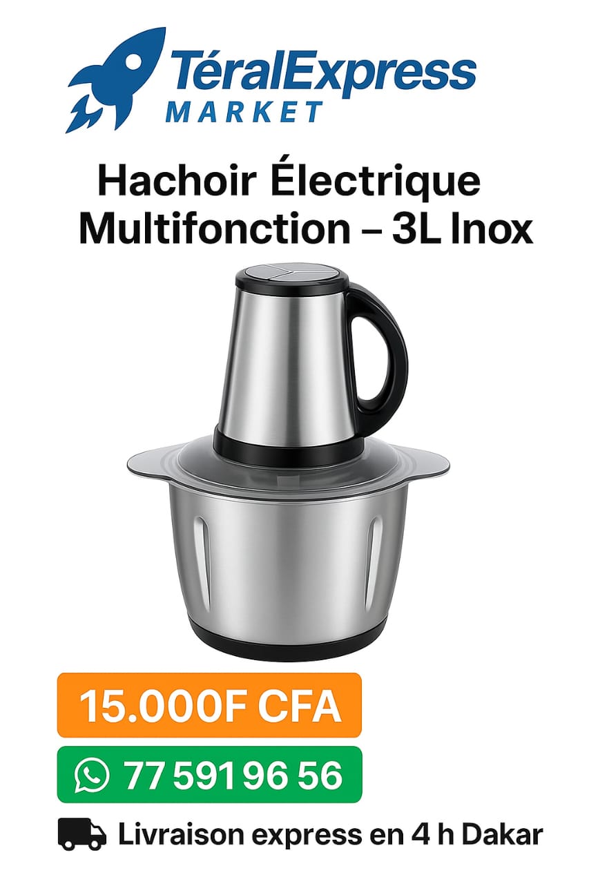 Hachoir Électrique Multifonction – 3L Inox