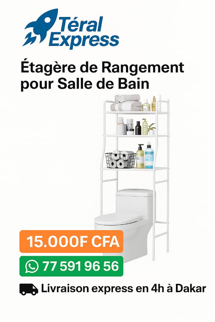 Étagère de rangement salle de bain 3 niveaux au-dessus des toilettes – TeralExpress Market