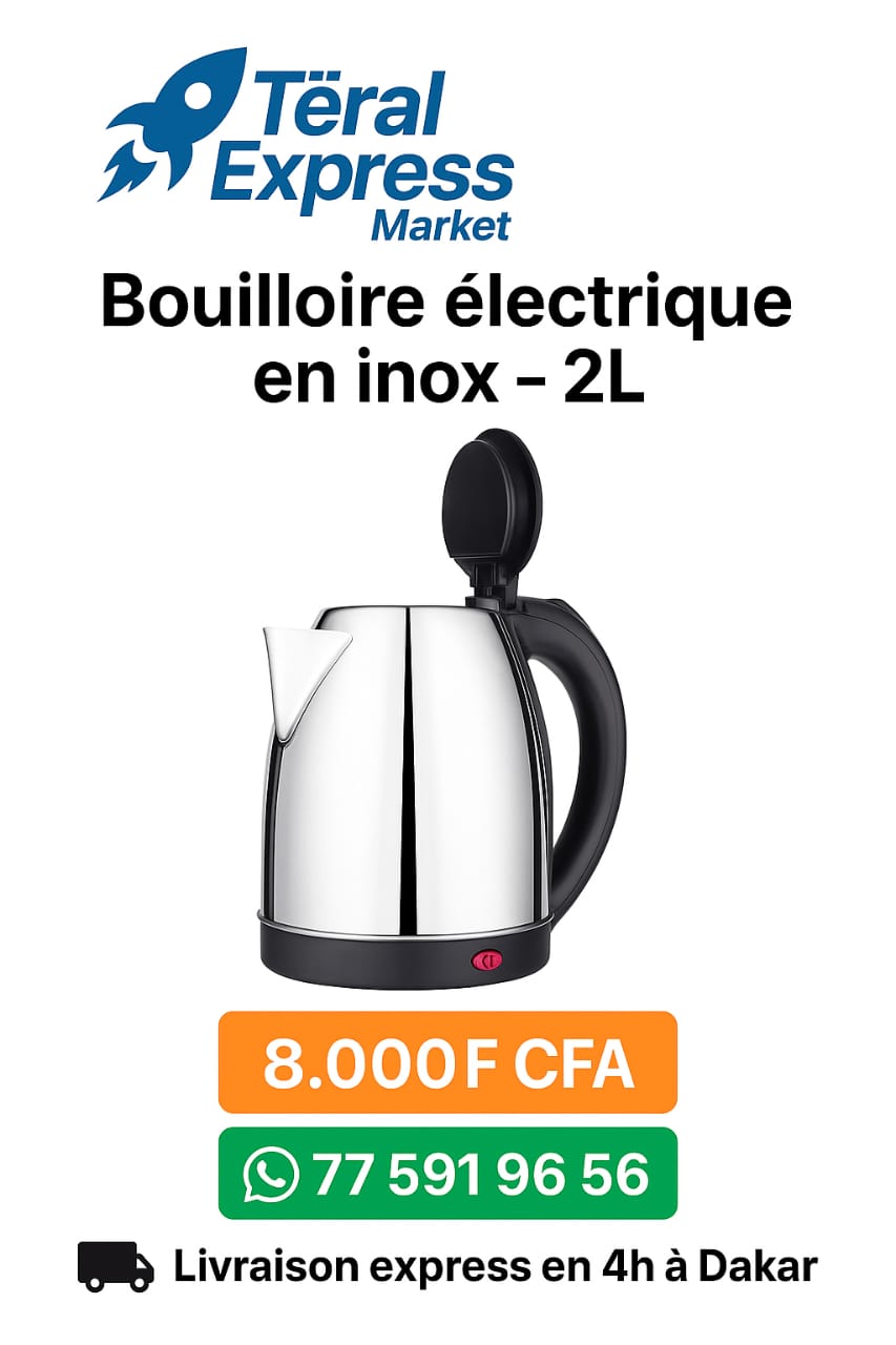 Bouilloire électrique inox 2L – TeralExpress Market