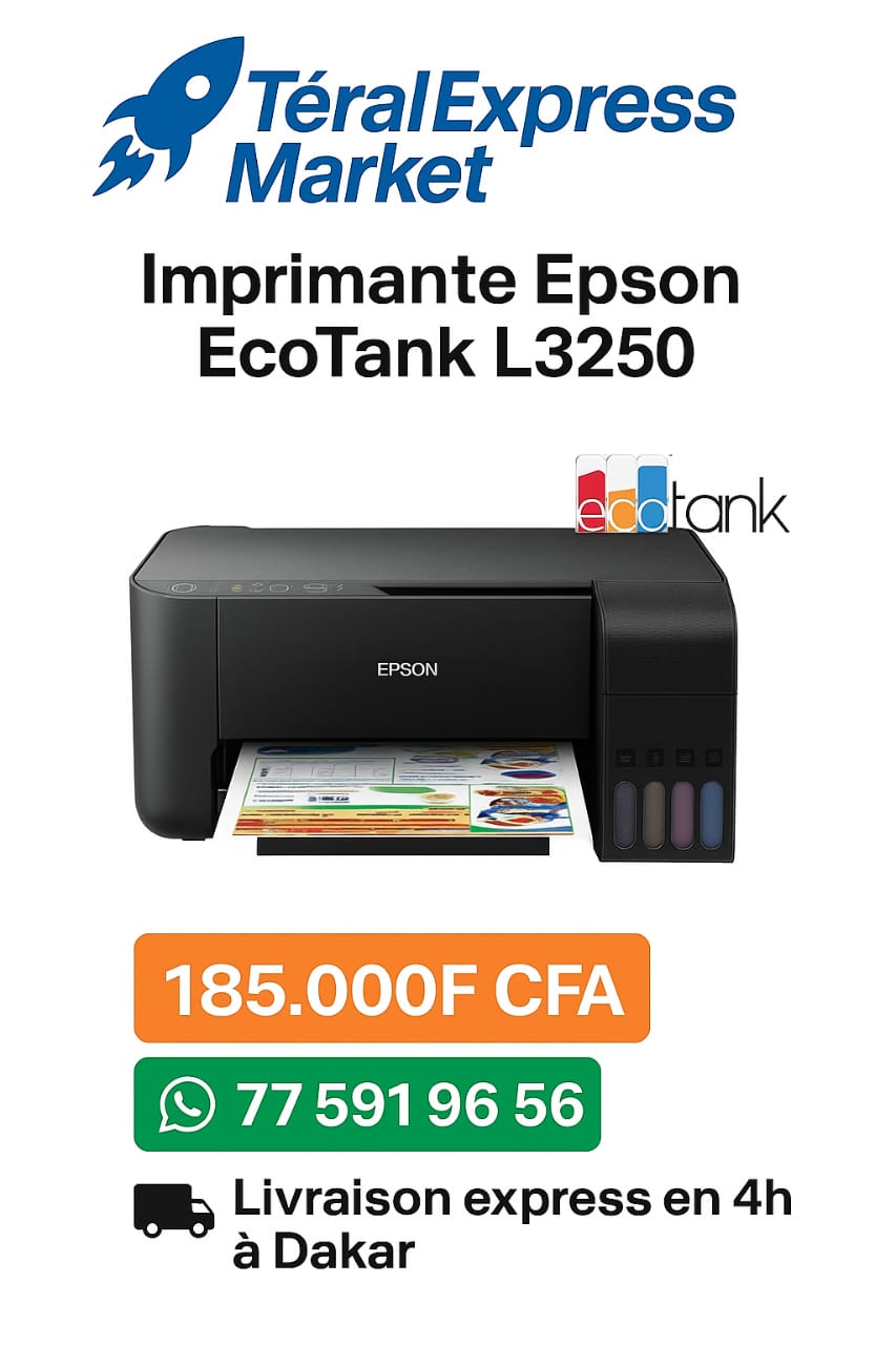 Imprimante multifonction Epson EcoTank L3250 avec Wi-Fi et réservoir d’encre – TeralExpress Market
