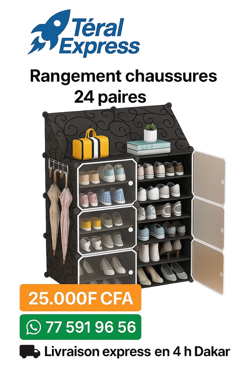 Meuble de rangement chaussures 24 paires avec portes translucides – TeralExpress Market