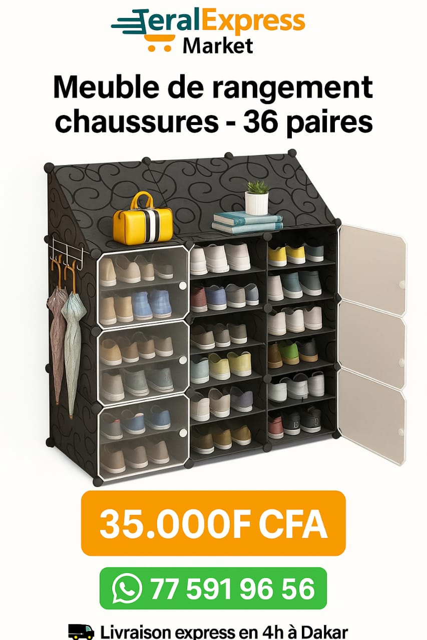 Meuble de rangement chaussures 36 paires avec portes translucides – TeralExpress Market
