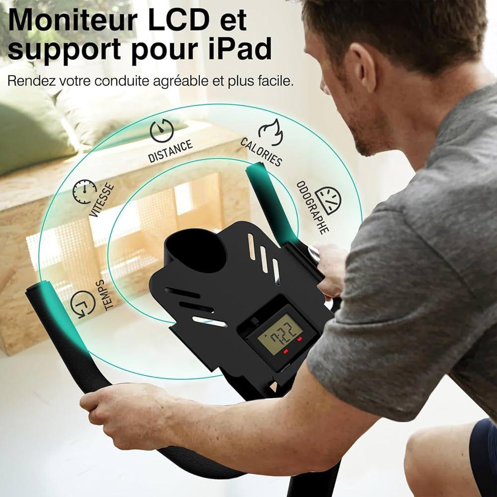 Vélo d’Appartement Professionnel avec Volant et Écran LCD
