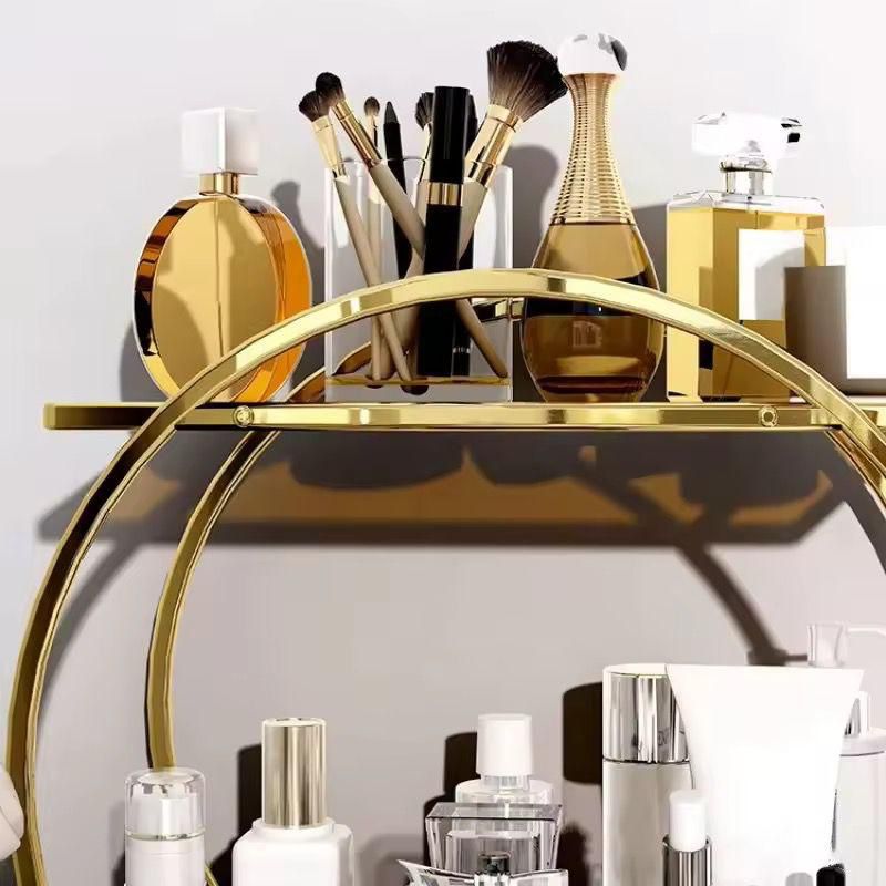 Présentoir Parfum en Verre 2 Niveaux – Classe Dorée