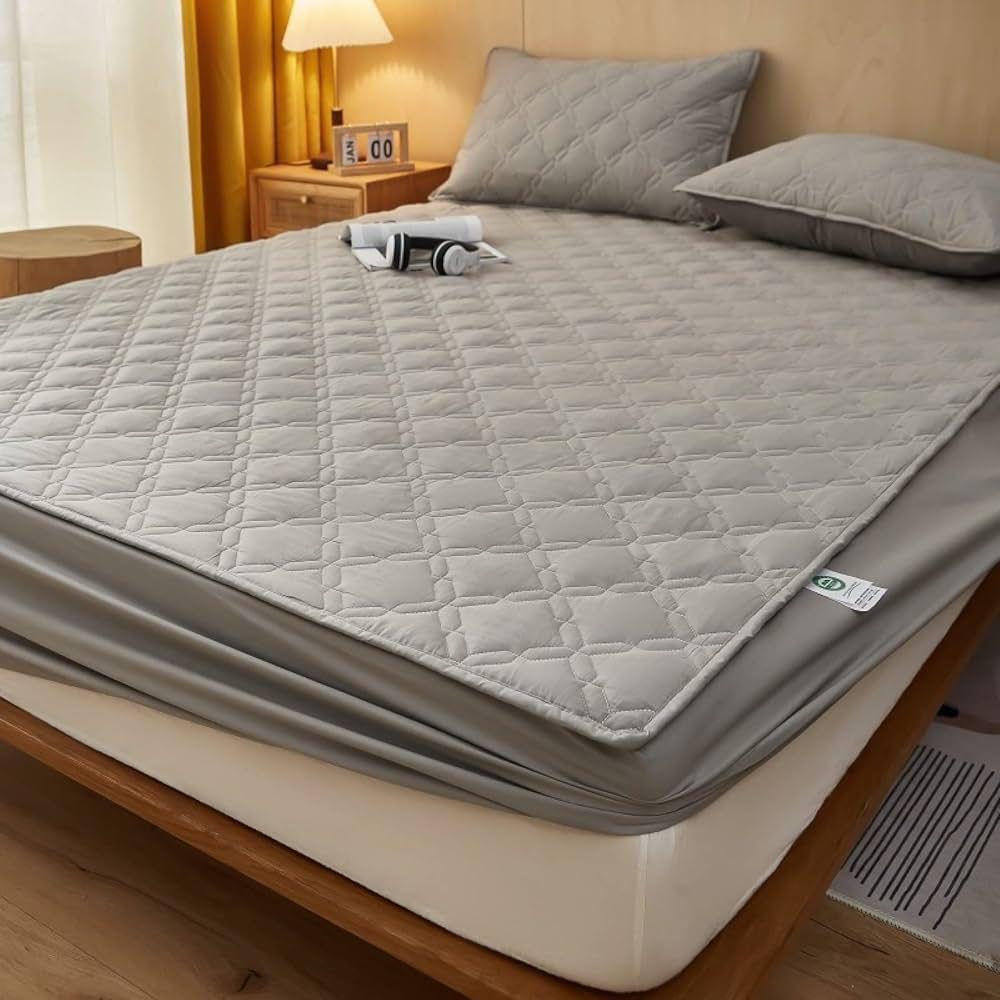 Housse de Protection Drap de Lit Imperméable Rembourré en Coton – 220x240cm + 2 Taies d’Oreiller