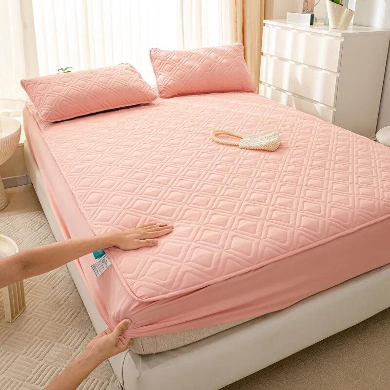 Housse de Protection Drap de Lit Imperméable Rembourré en Coton – 220x240cm + 2 Taies d’Oreiller