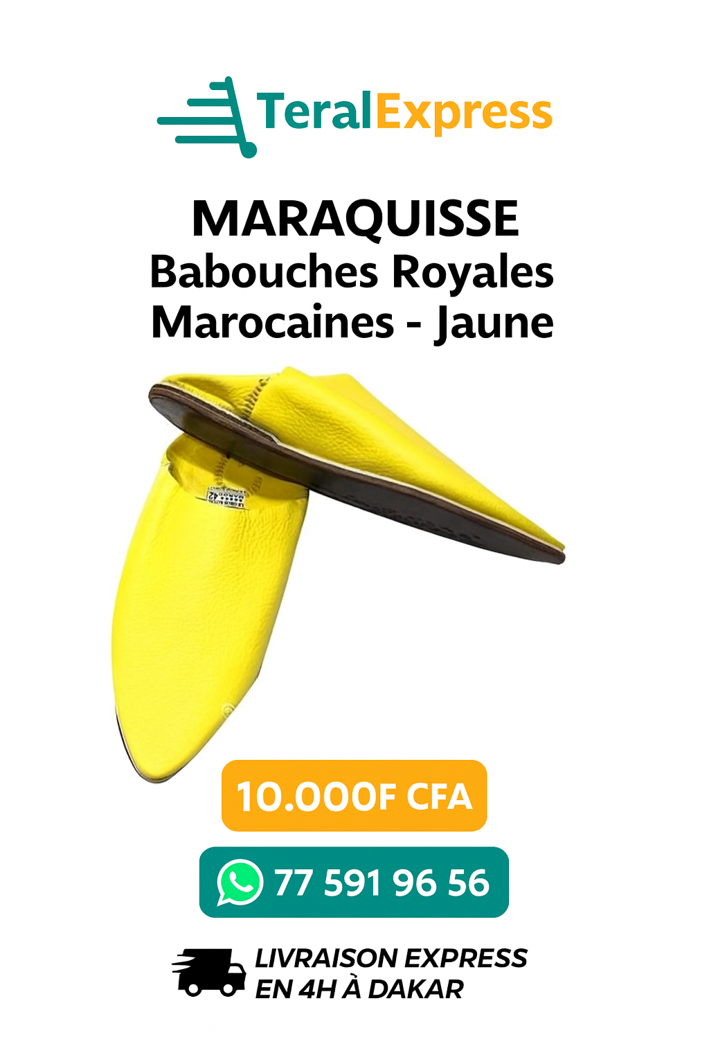 MARAQUISSE Babouches Royales Marocaines - Jaune
