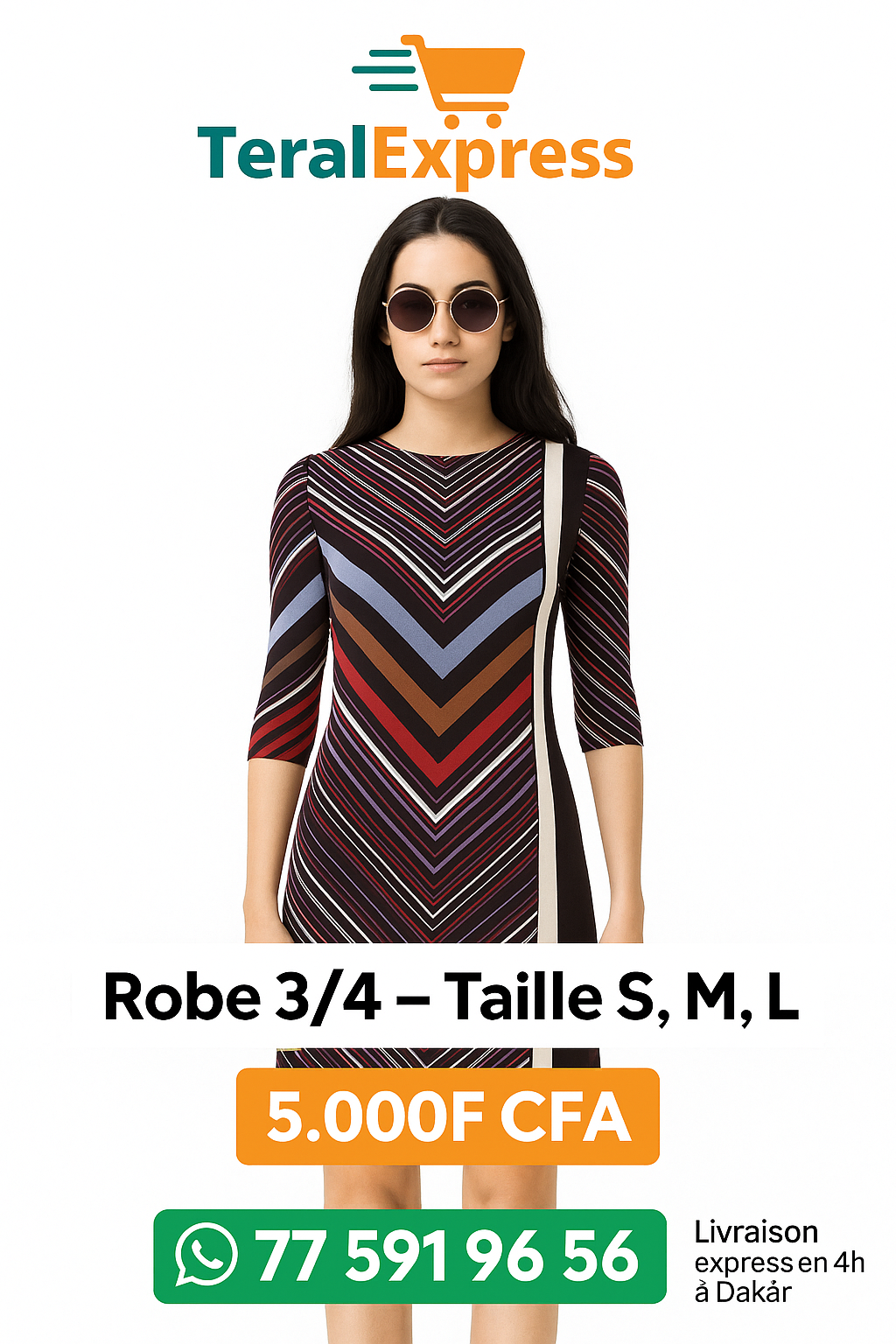 Découvrez la robe 3/4 femme chic et confortable, disponible en tailles S, M et L sur TeralExpress Market. Élégance et modernité à petit prix. Livraison express en 4h à Dakar.

 

 