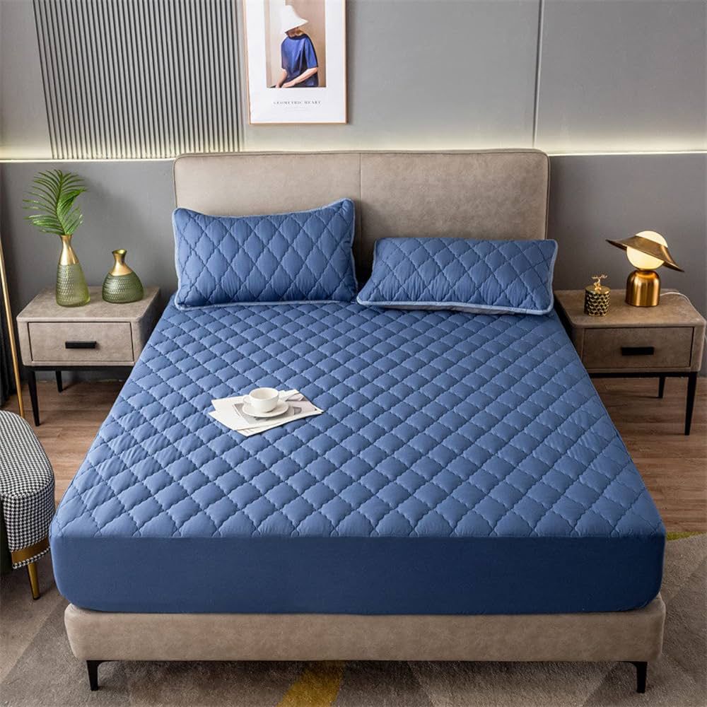 Housse de Protection Drap de Lit Imperméable Rembourré en Coton – 220x240cm + 2 Taies d’Oreiller