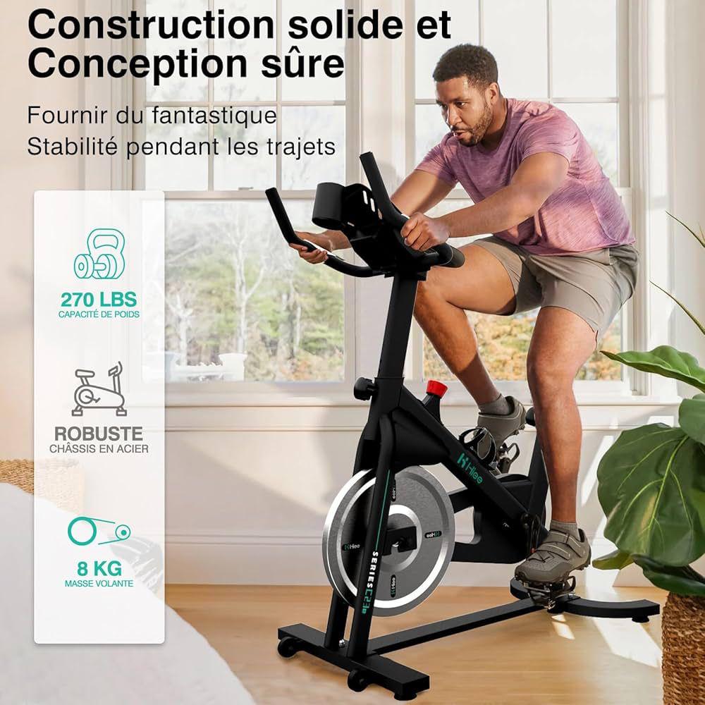 Vélo d’Appartement Professionnel avec Volant et Écran LCD