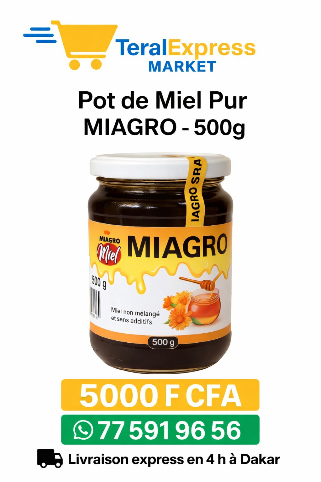 Pot de Miel Pur MIAGRO de 500g