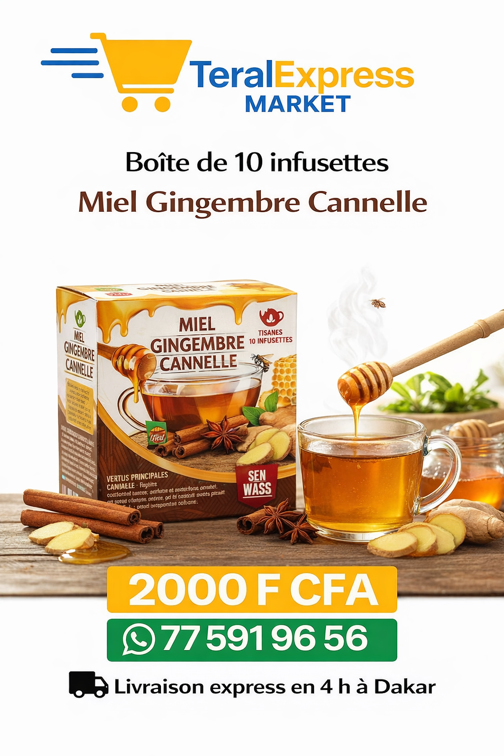 Boîte de 10 infusettes Miel Gingembre Cannelle